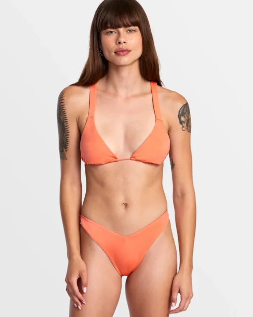 SOLID SHIMMER WIDE CROSSBACK TRIANGLE BIKINI TOP