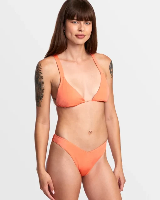 SOLID SHIMMER WIDE CROSSBACK TRIANGLE BIKINI TOP