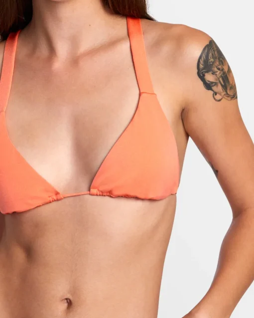 SOLID SHIMMER WIDE CROSSBACK TRIANGLE BIKINI TOP