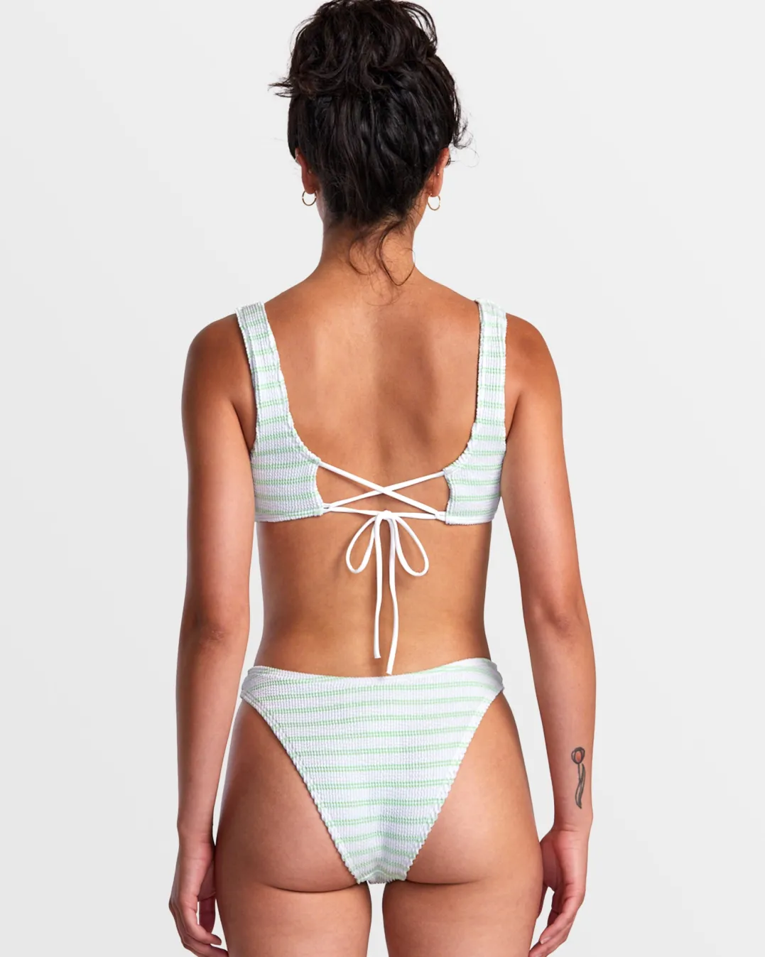 GROOVES STRIPE LACEBACK BRALETTE BIKINI TOP
