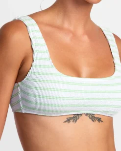 GROOVES STRIPE LACEBACK BRALETTE BIKINI TOP