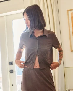 JENNI BUTTONED SHORT-SLEEVE SHIRT