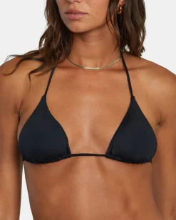 SOLID HALTER TRIANGLE BIKINI TOP