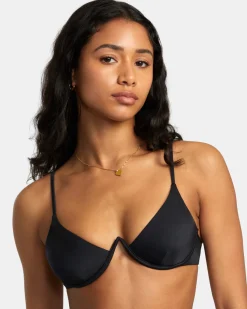 SOLID INVERTED V-WIRE BRA BIKINI TOP