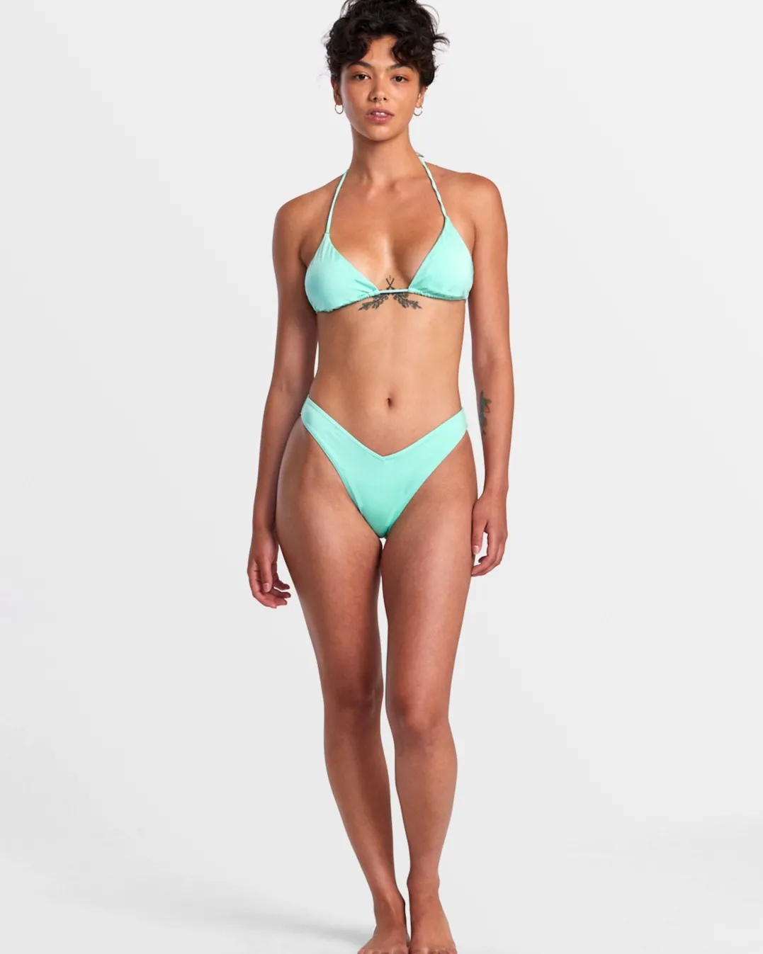 SOLID SHIMMER TRIANGLE BIKINI TOP